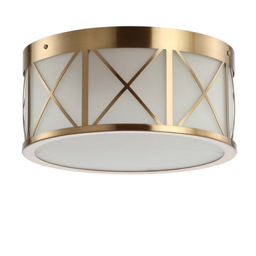 Cadence Drum Metal/Glass Flush Mount - JONATHAN Y